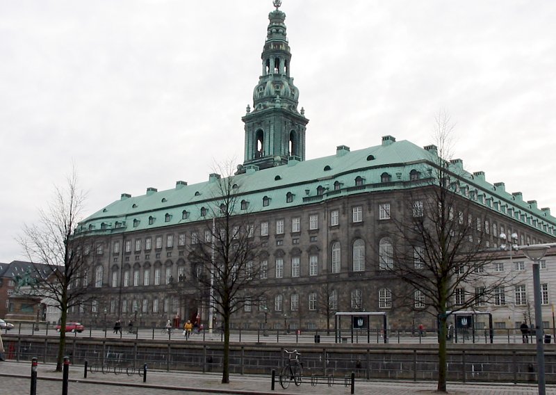 The approach to Christiansborg across the canals of Slotsholmen