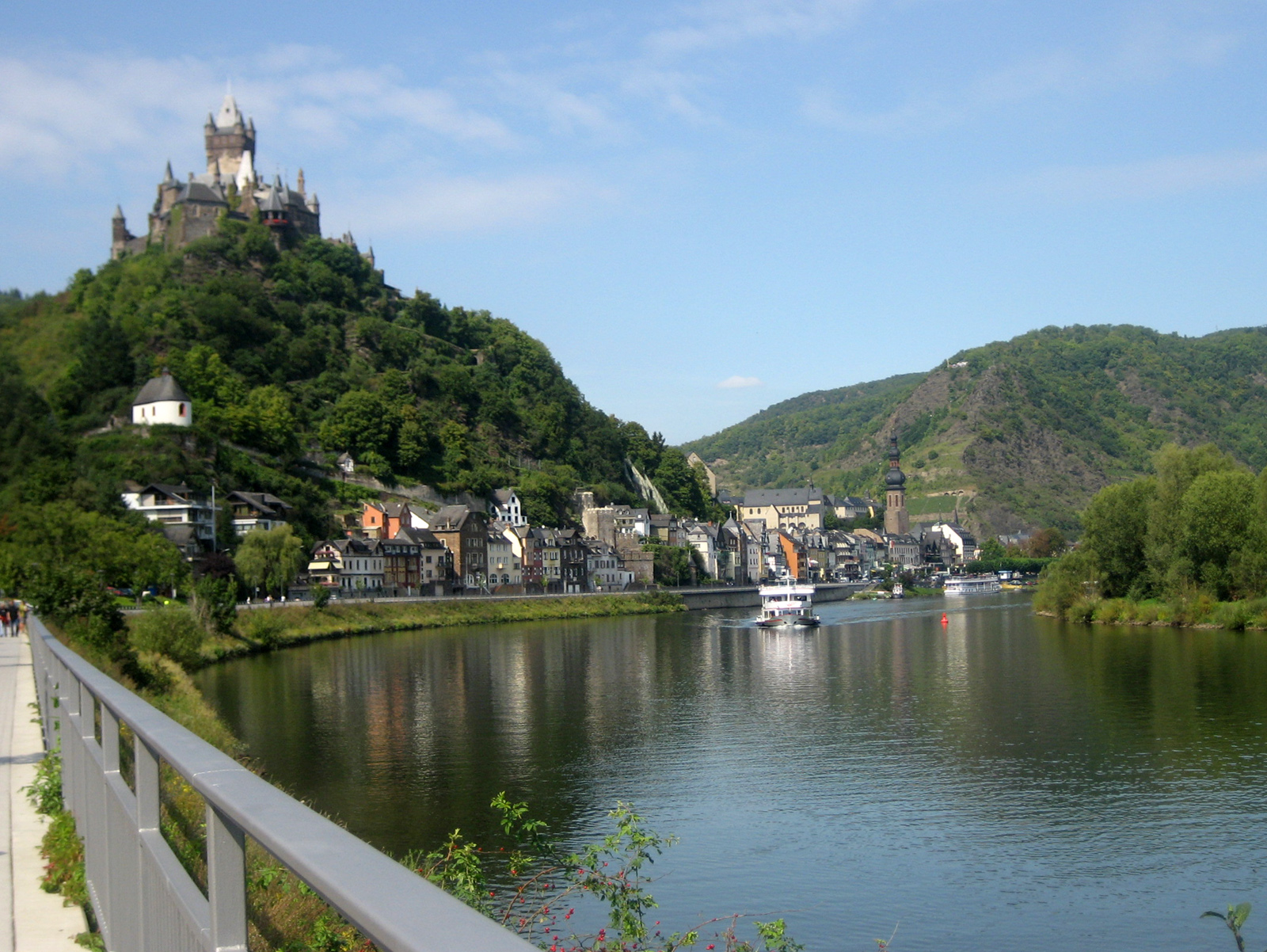 The castle in its valley, reconstructed to match a romantic dream of the medieval past