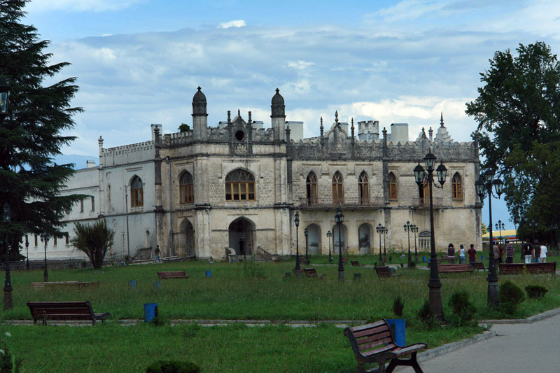 The elegant facade of the palace