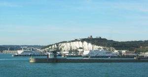 The castle stands on the white cliffs of Dover, guarding the narrowest crossing to the Continent