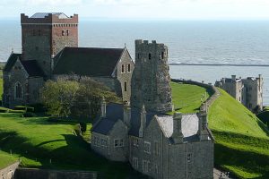 The Roman pharos, a lighthouse nearly two thousand years old, beside the Saxon church on the castle hill