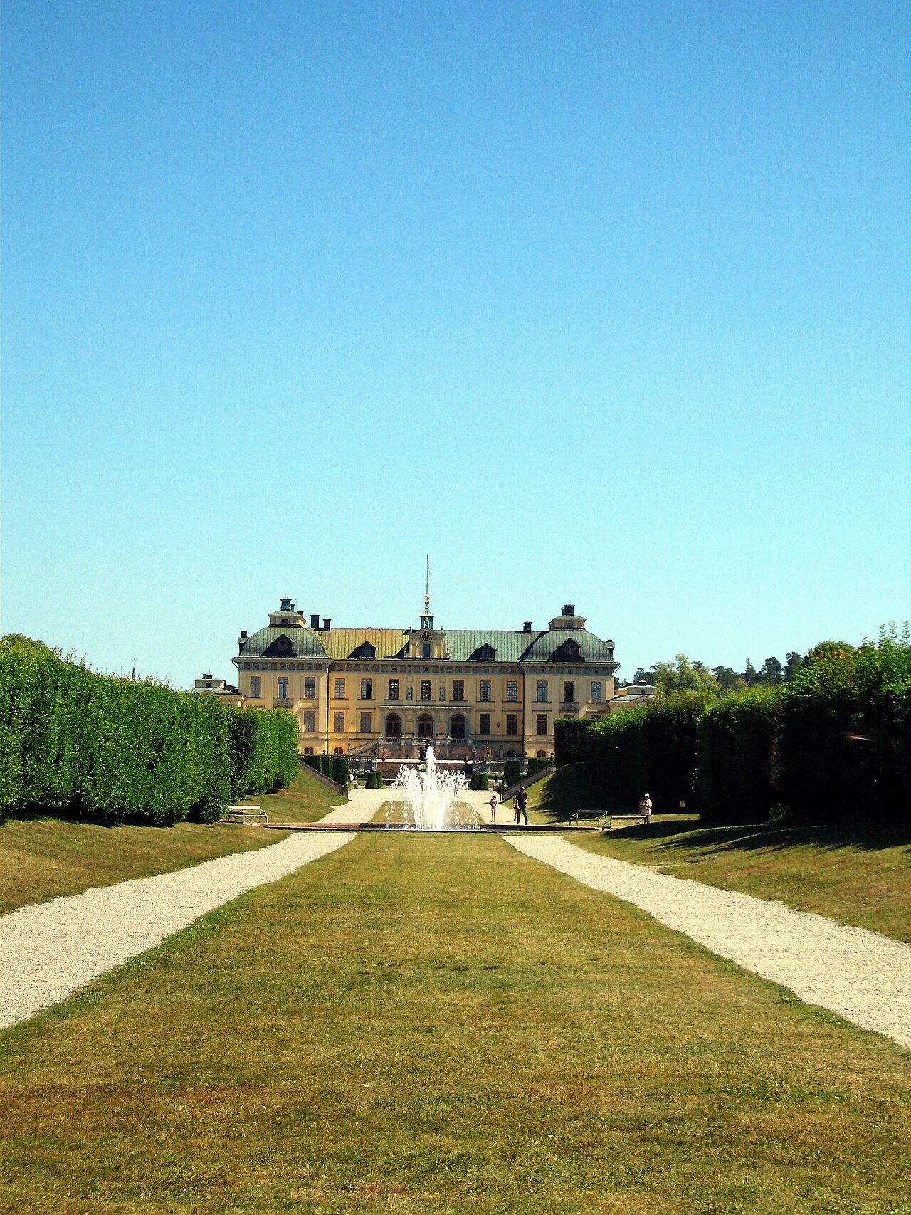 The garden front of the palace facing the formal parterres.