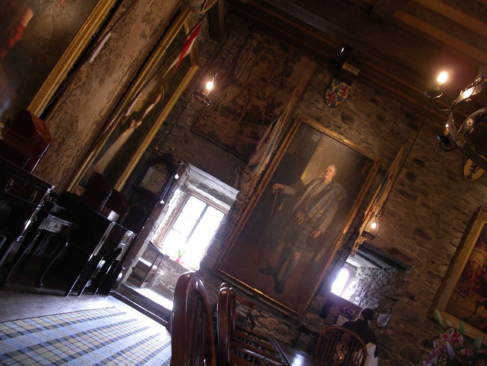 Inside the restored castle, furnished to evoke the home of a Highland clan