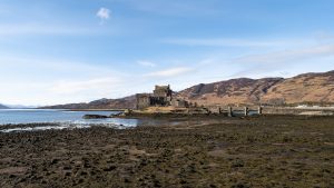 The castle seen from the south, rising from its rocky island in the western Highlands