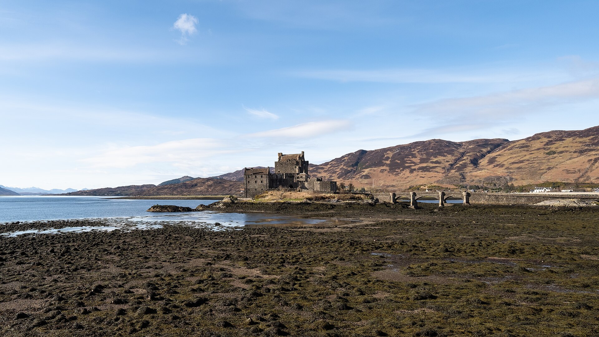 The castle seen from the south, rising from its rocky island in the western Highlands