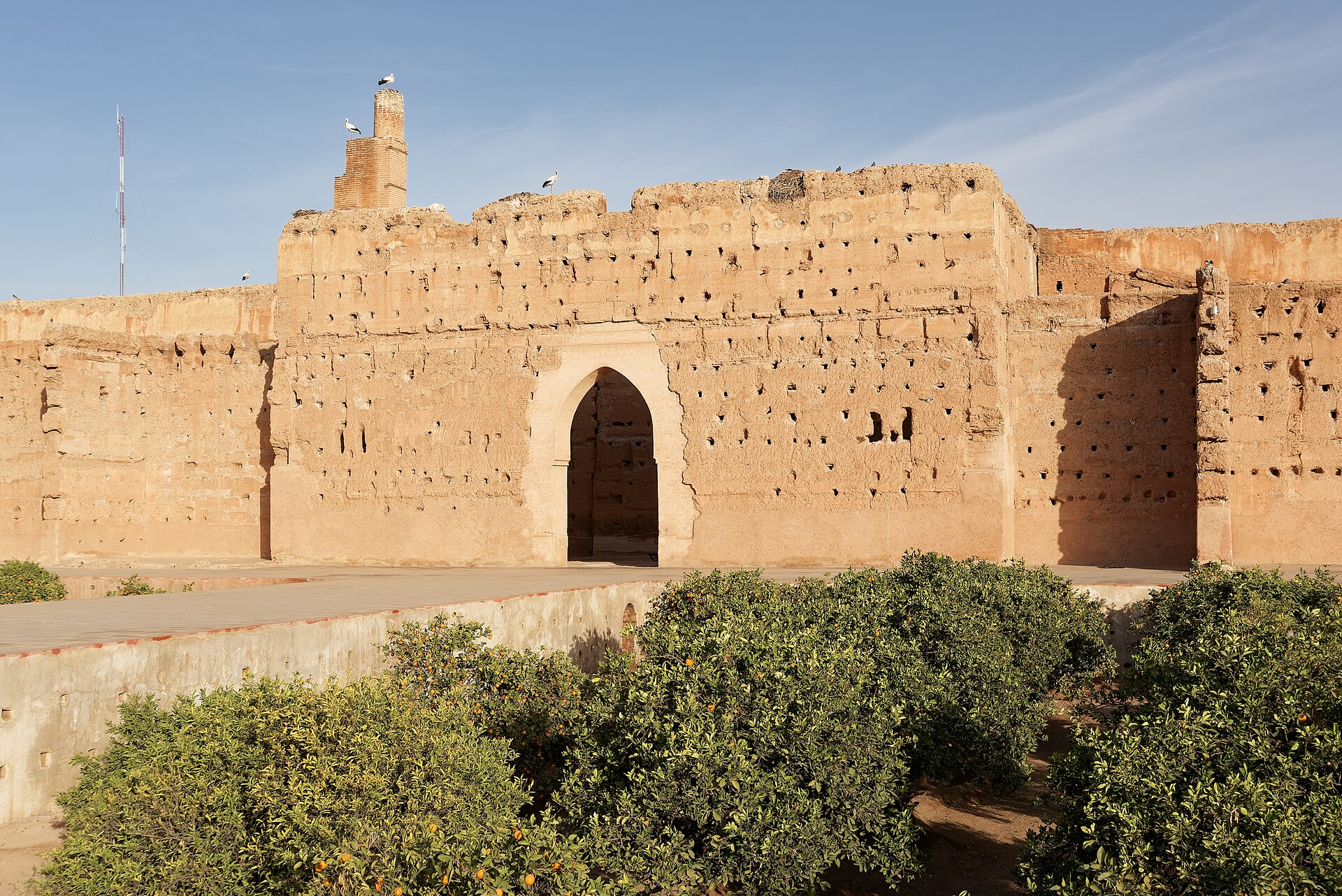 The restored pools and sunken gardens of the courtyard