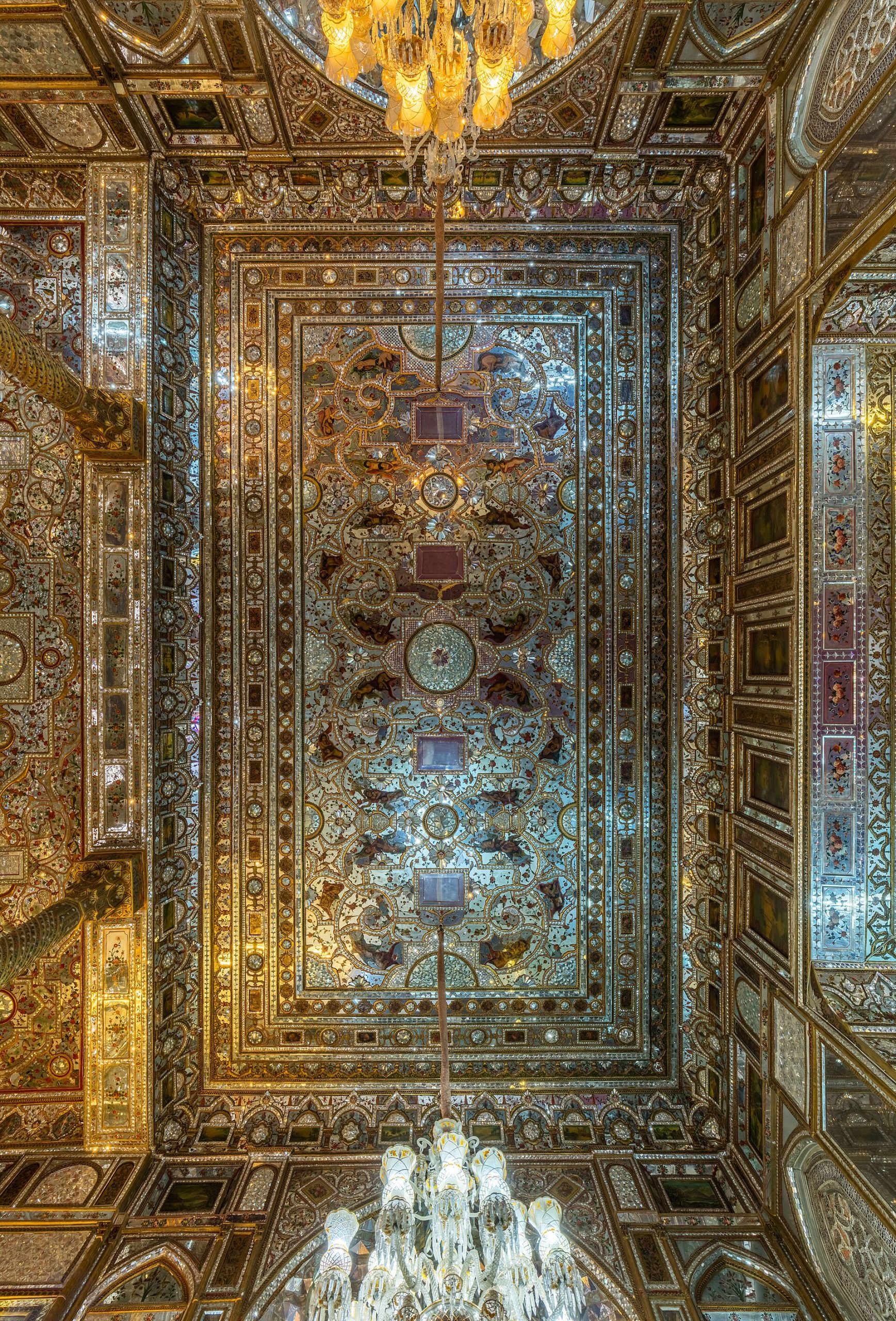 A hall of the palace, richly decorated in the Persian court style.