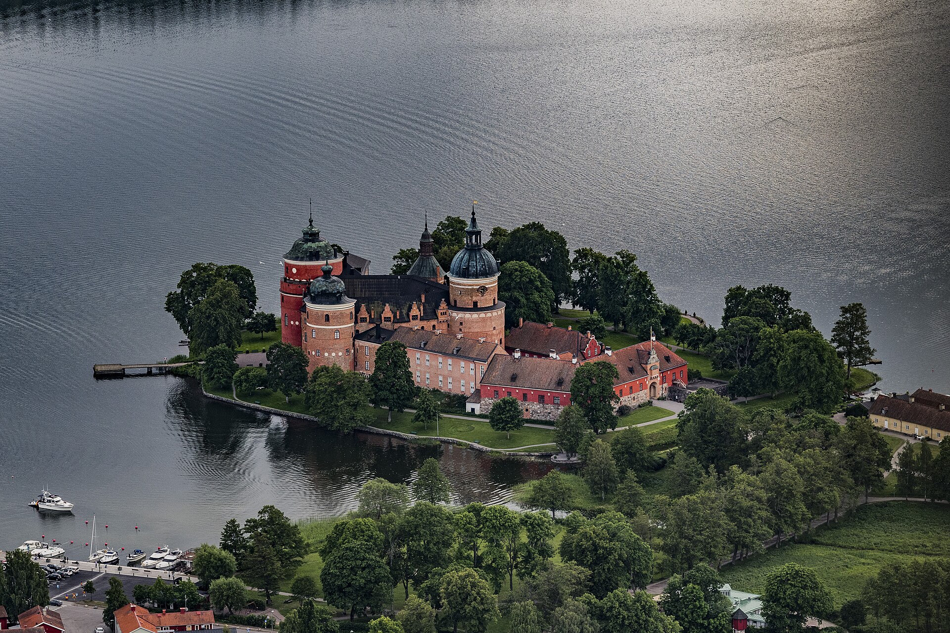 From above, the compact four-towered fortress reveals its powerful, harmonious design.
