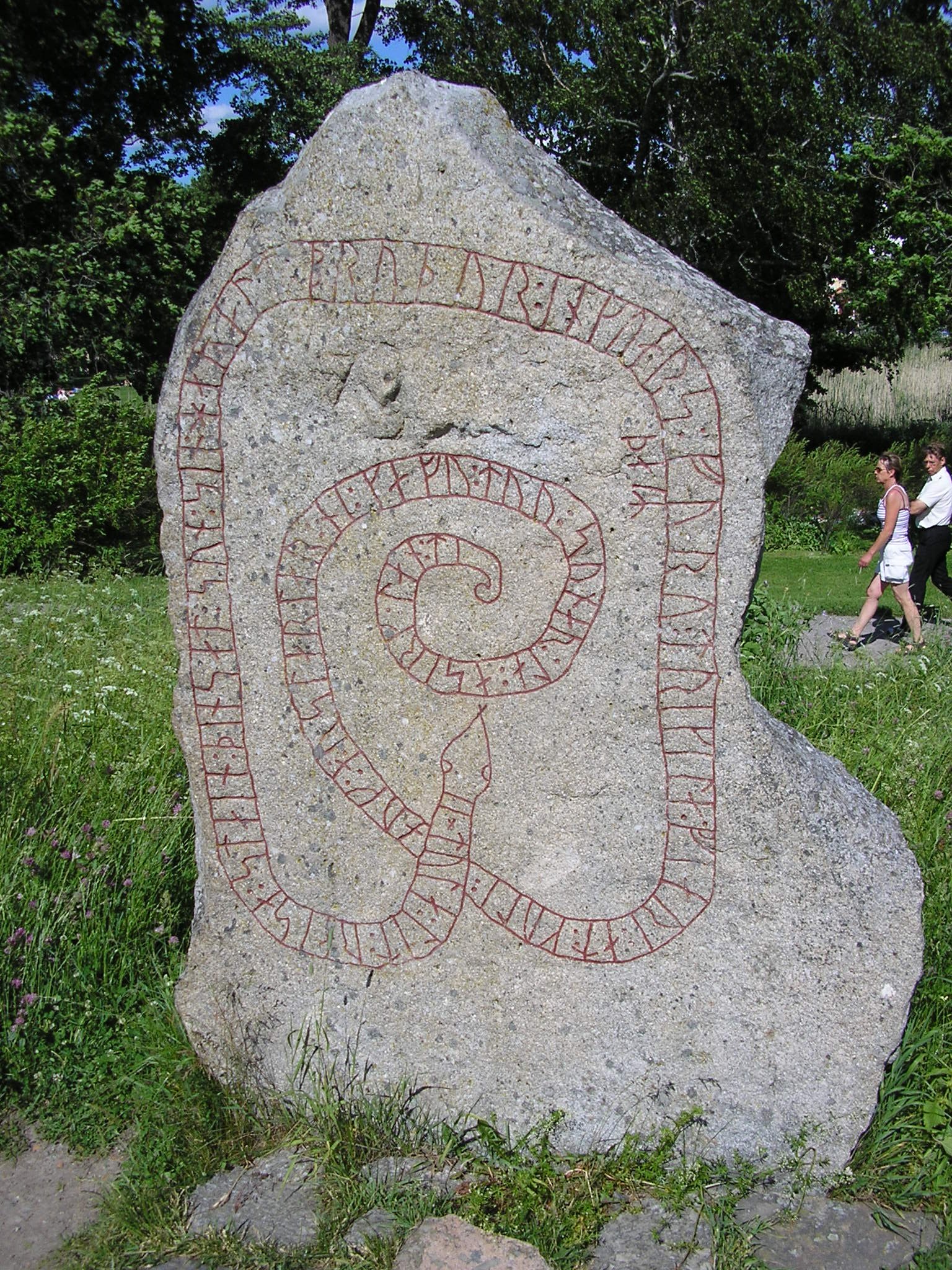 Ancient runestones stand at the castle gate, memorials from the Viking Age a thousand years old.