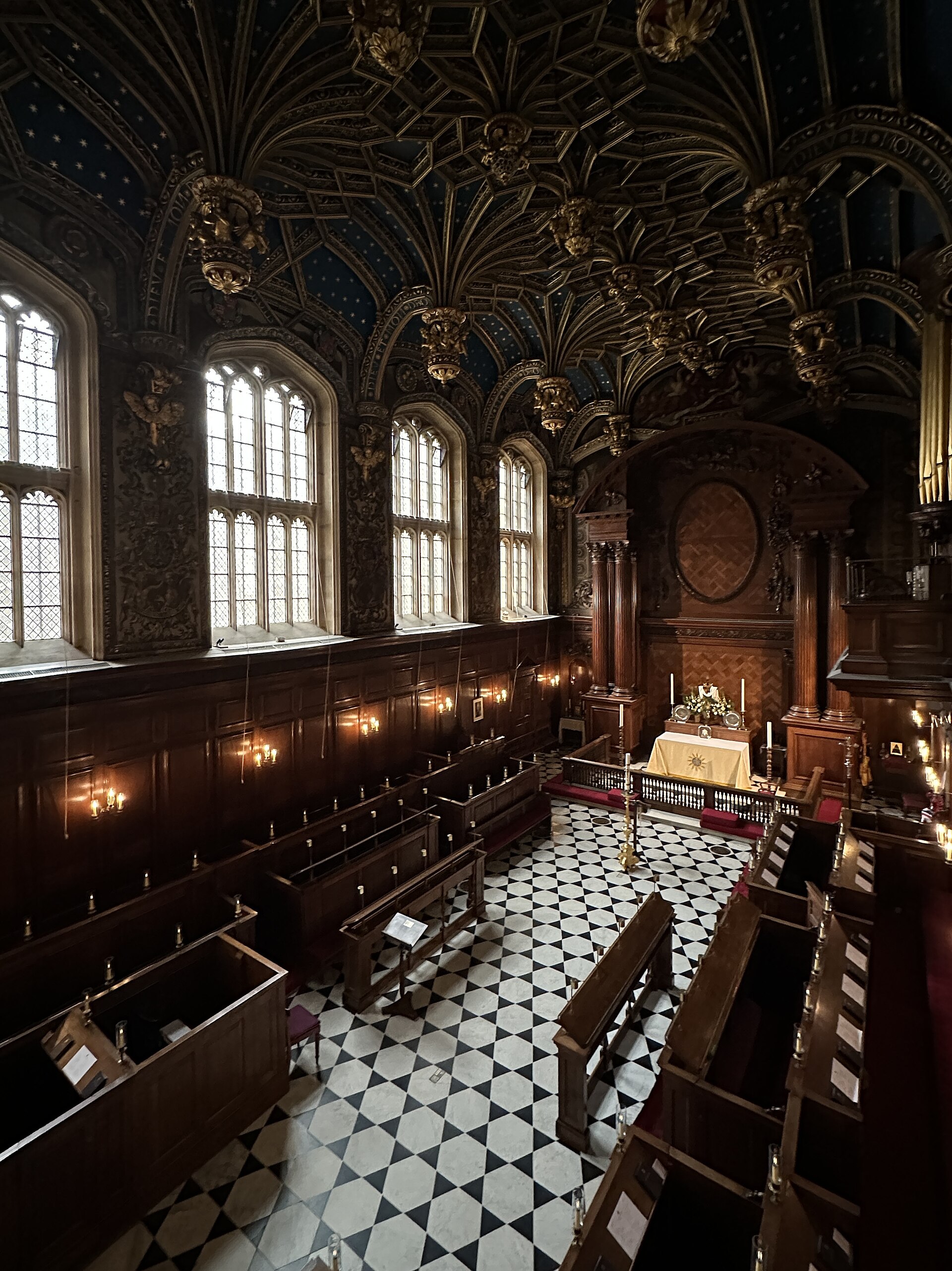The Chapel Royal, with its blue and gold vaulted ceiling