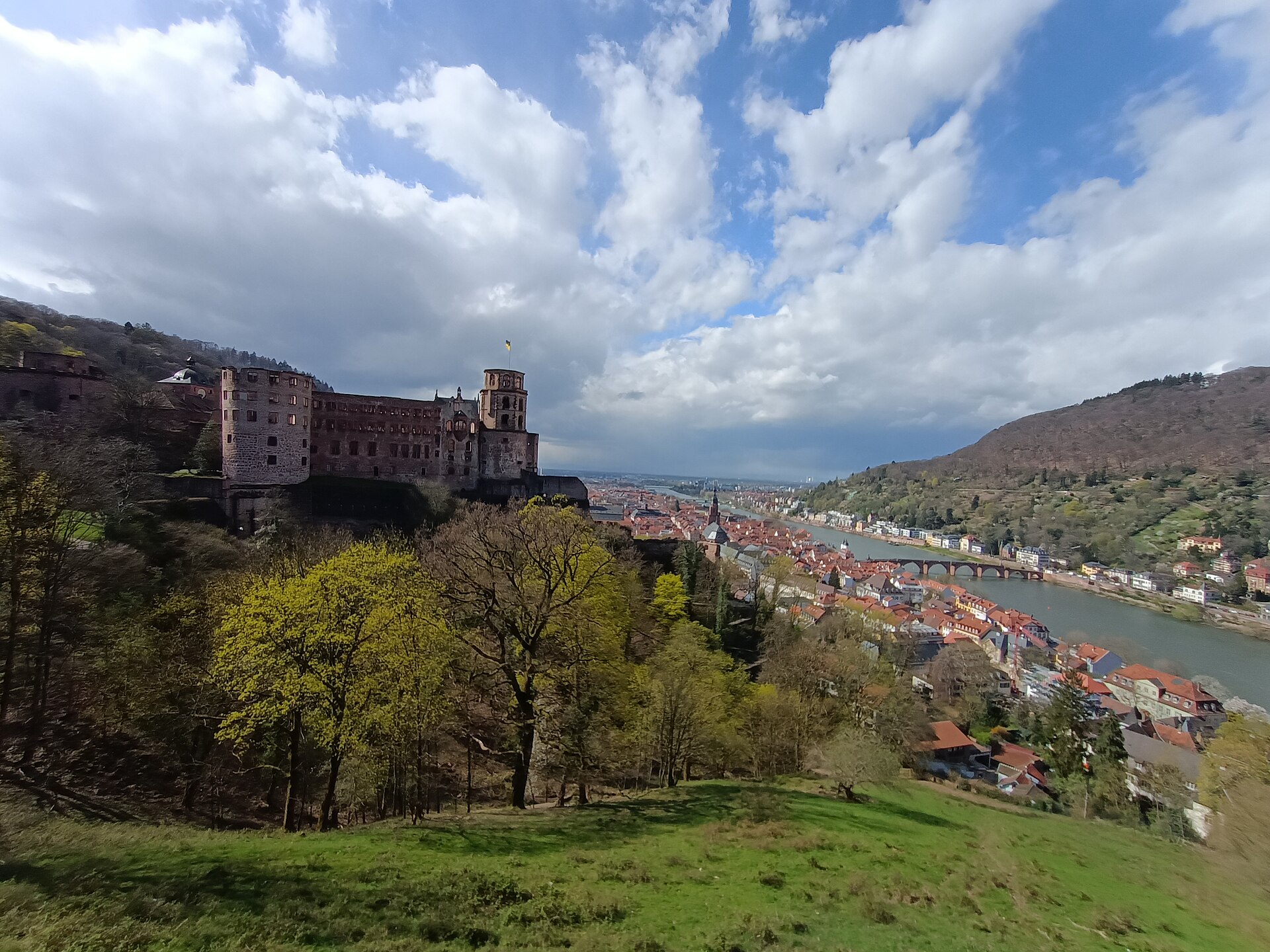 The castle looking out over the old town and the Neckar valley below