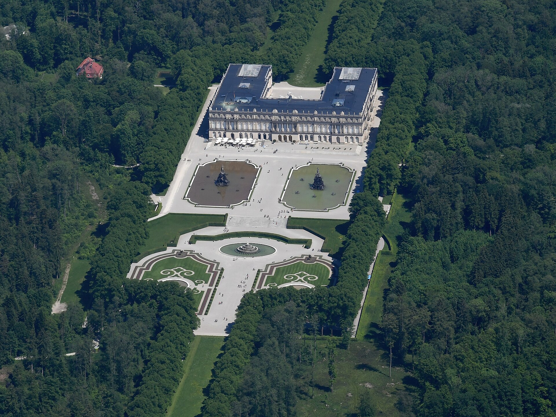 An aerial view of the New Palace