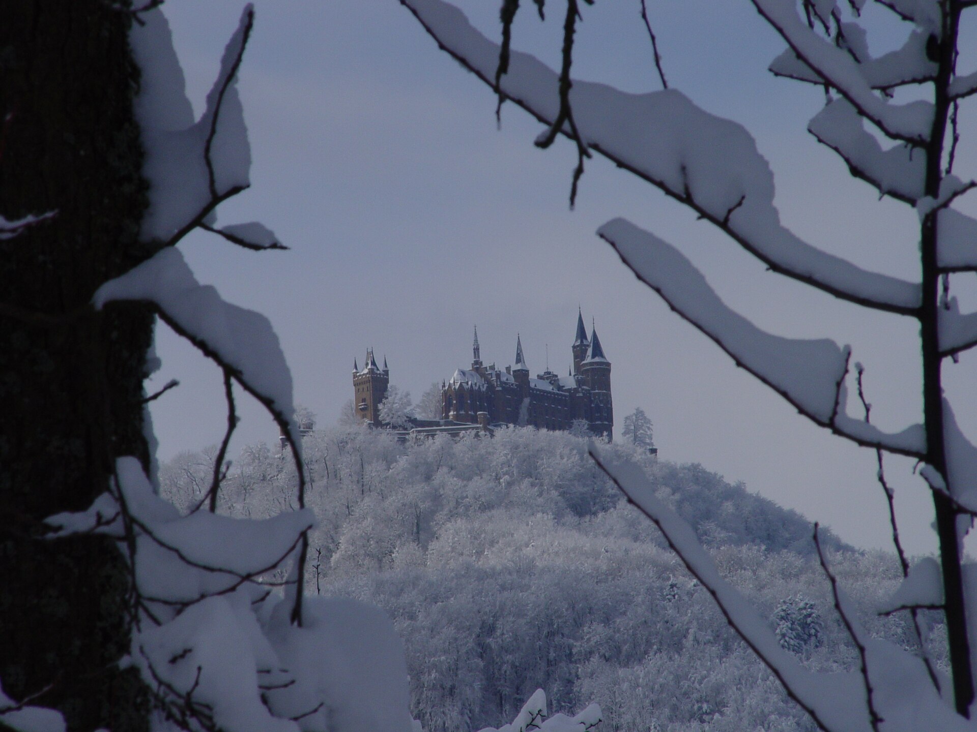 Hohenzollern under snow, a castle from a fairy tale