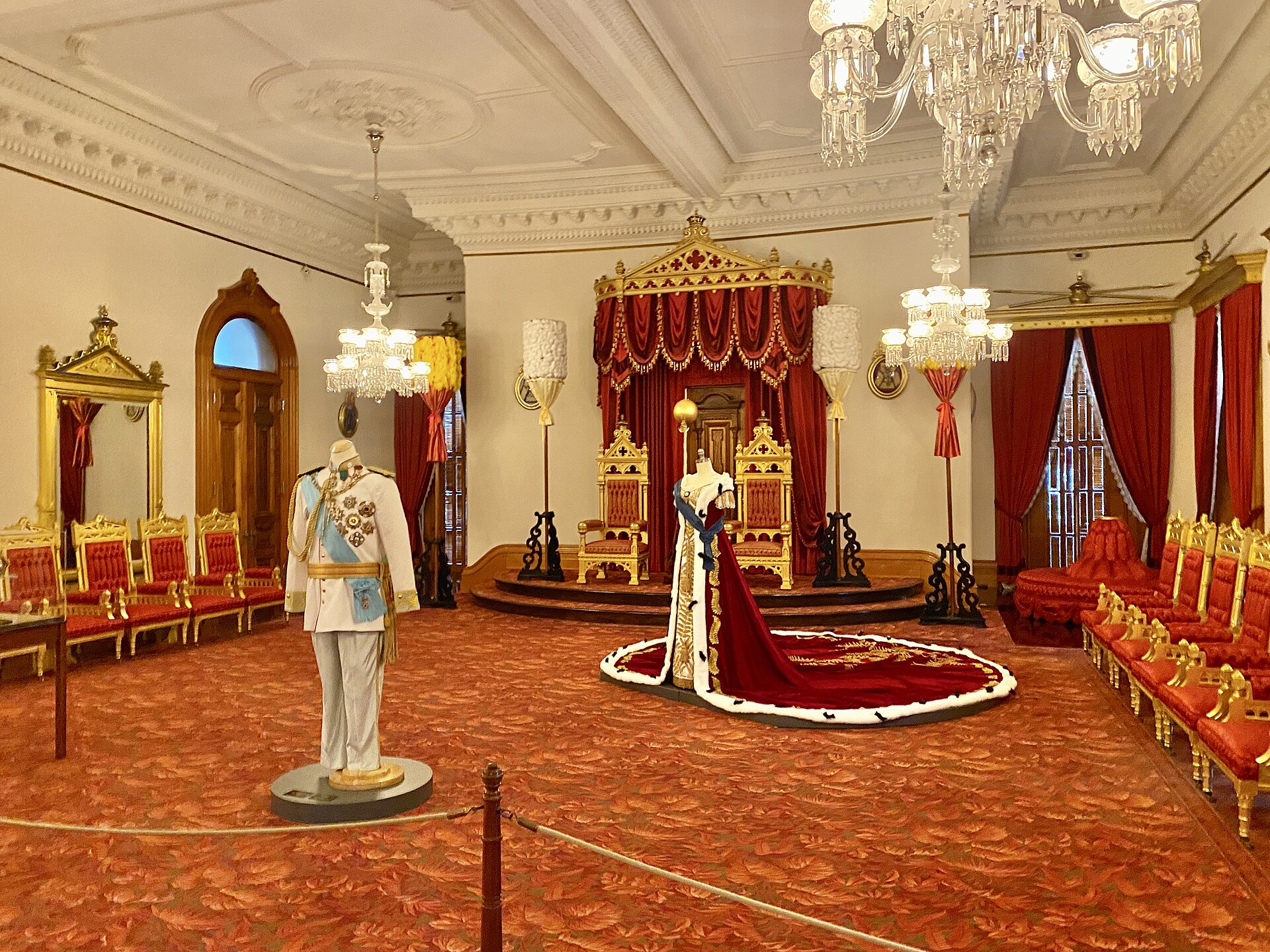 The Throne Room of Iolani Palace, ceremonial heart of the Hawaiian monarchy.