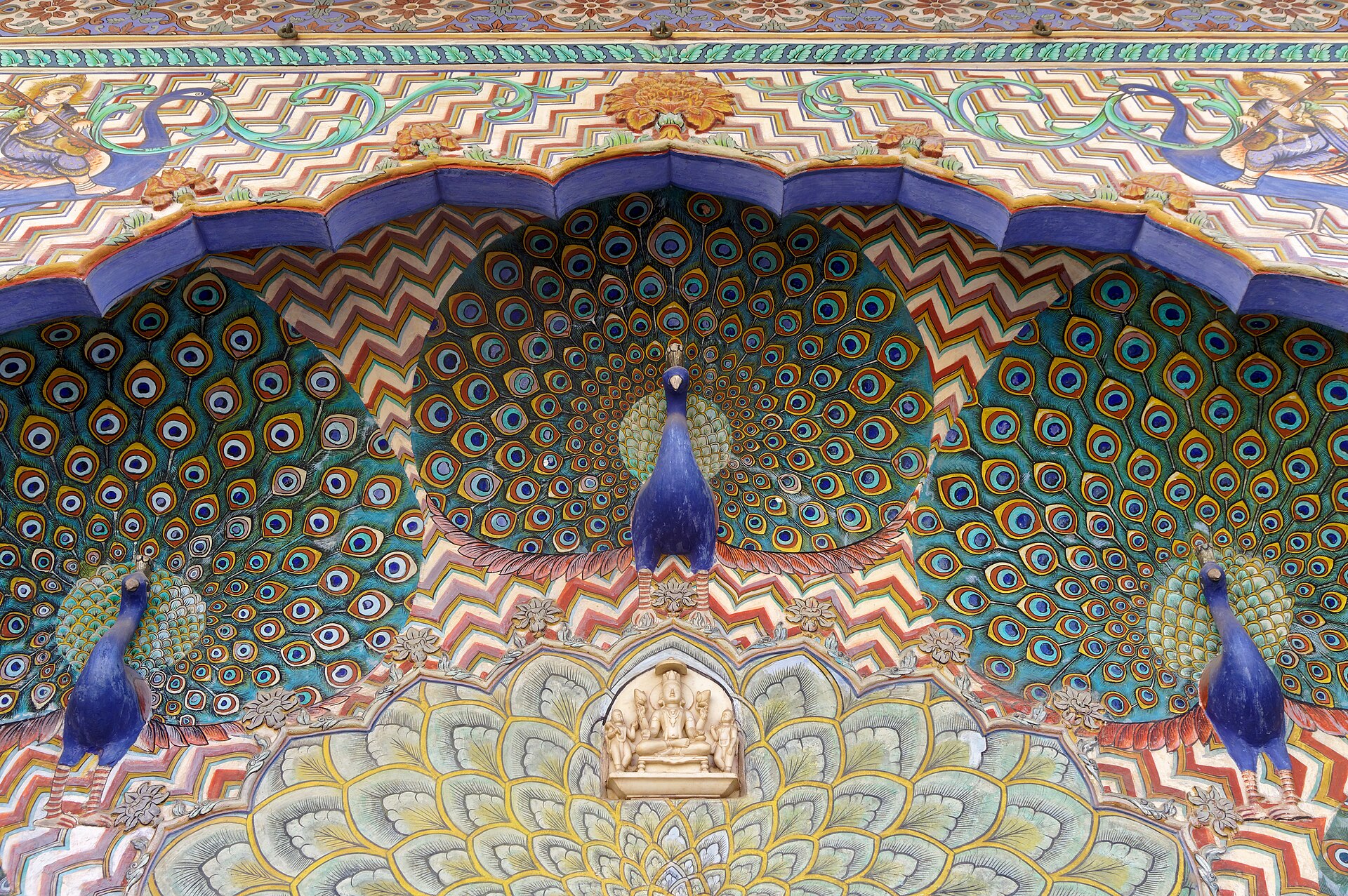 The famous peacock decoration of the seasonal gates, an icon of Jaipur.