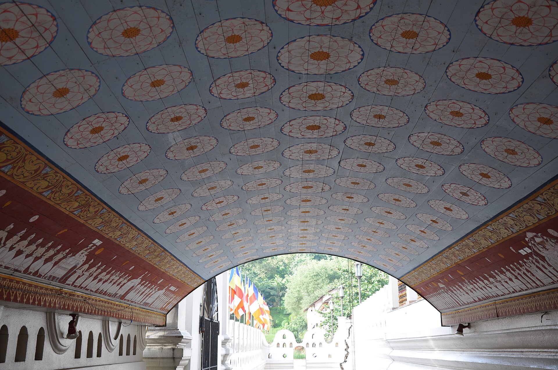 A carved roof of the Temple of the Tooth