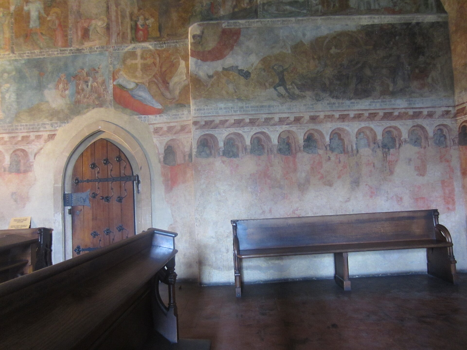 The Marian Tower holds a church rich with medieval paintings.