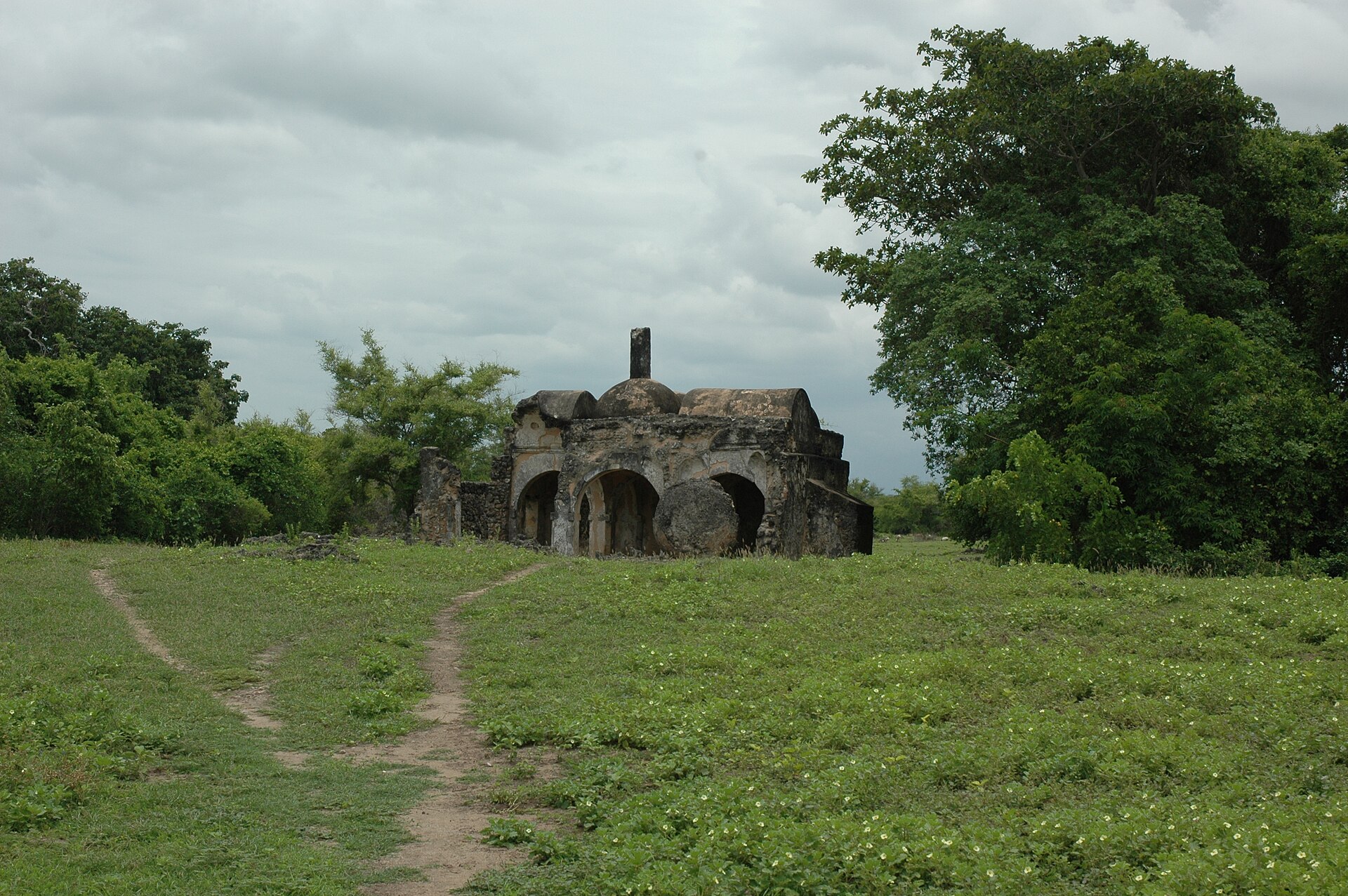 Weathered coral-stone walls among the ruins of Kilwa Kisiwani