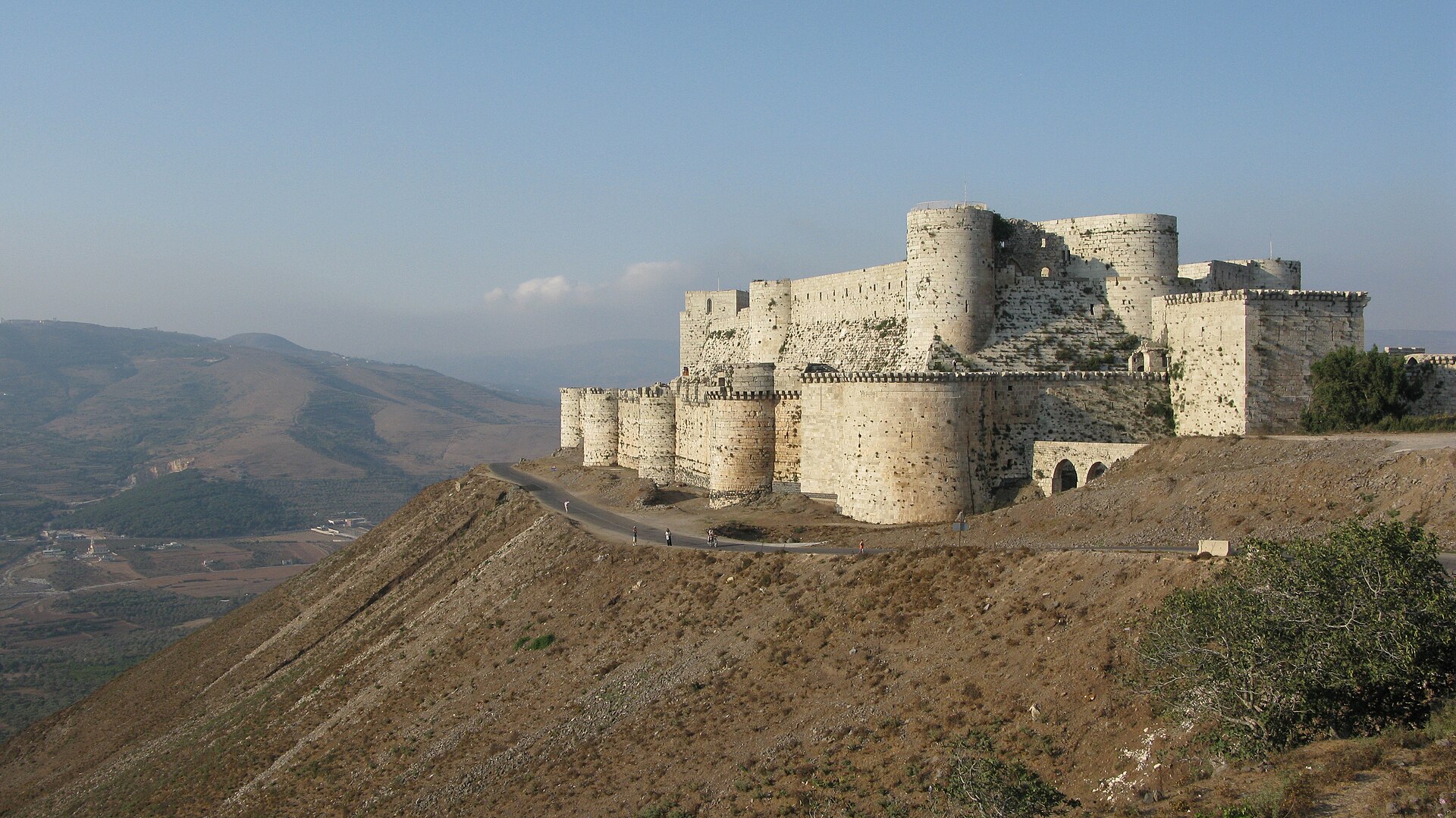 Krak des Chevaliers, the finest and most famous of all the Crusader castles.