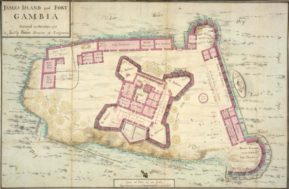 The ruins of Fort James on Kunta Kinteh Island in the Gambia River