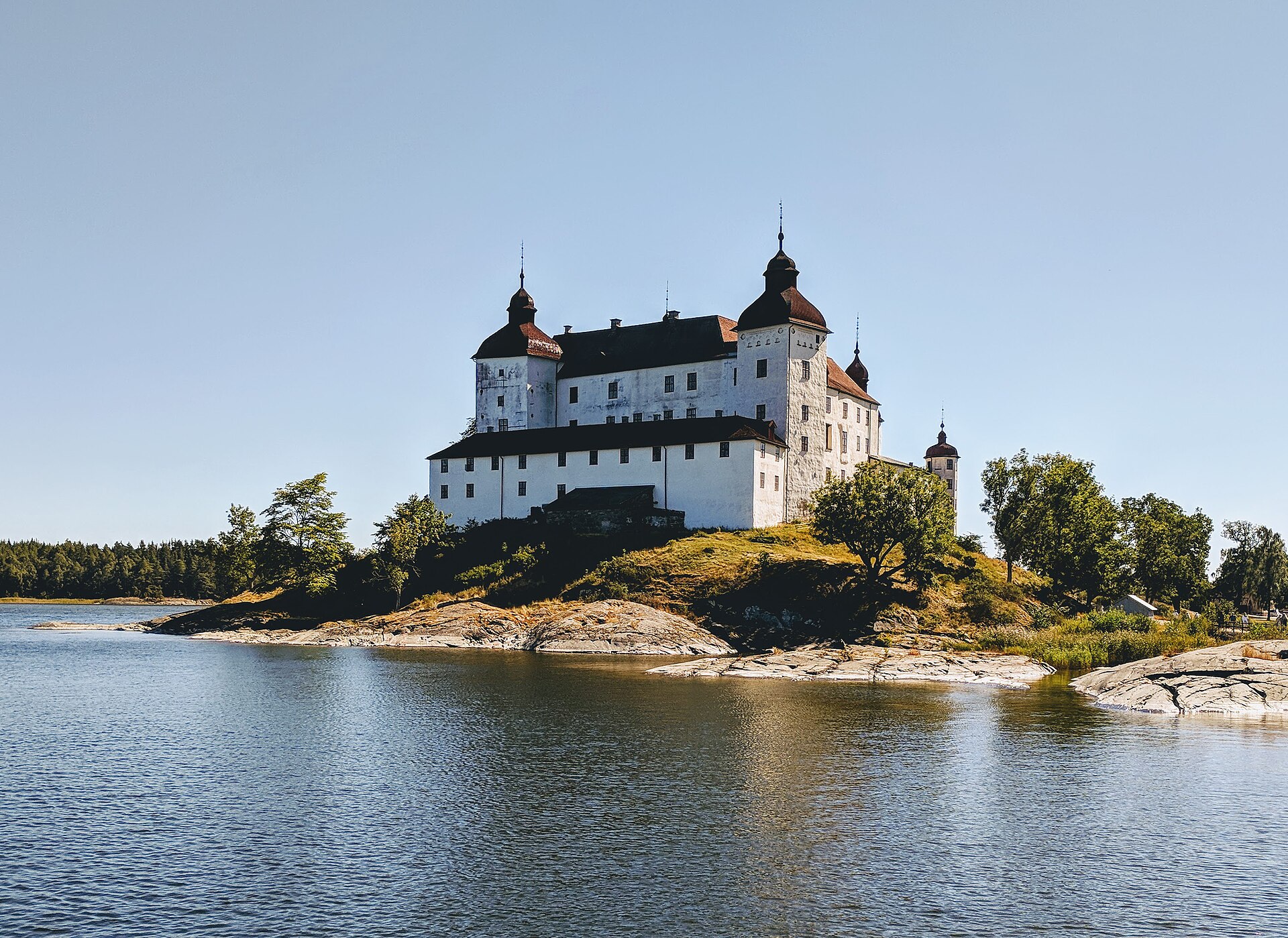 Läckö Castle, one of the best-preserved baroque castles in Sweden, on an island in Lake Vänern.