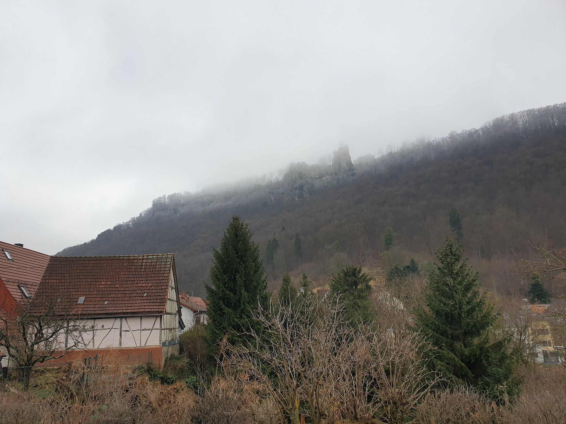 A view up to the castle from Honau, at the start of the climb