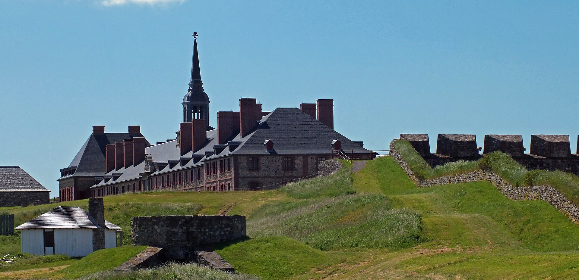 The walls and buildings of the Fortress of Louisbourg