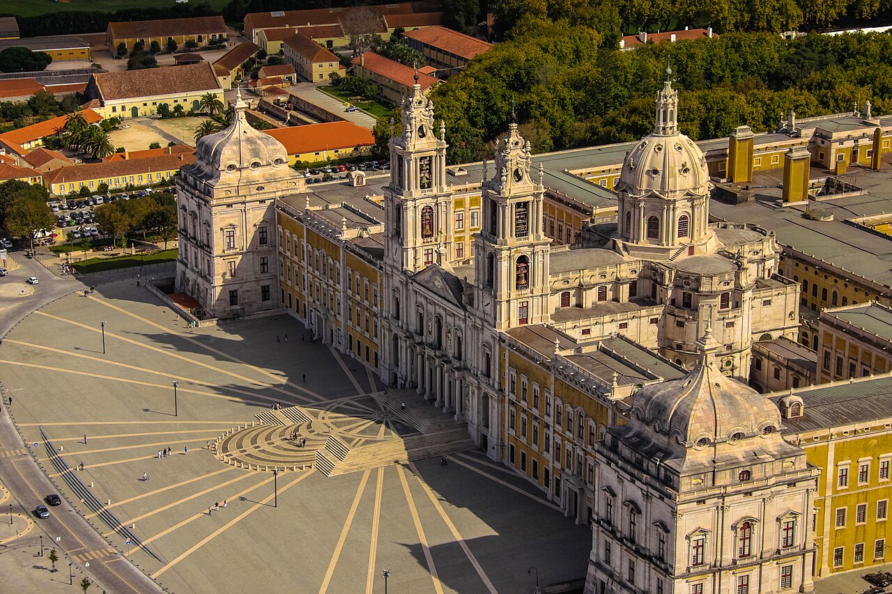 The vast principal facade of Mafra National Palace stretches over 200 metres across the town.