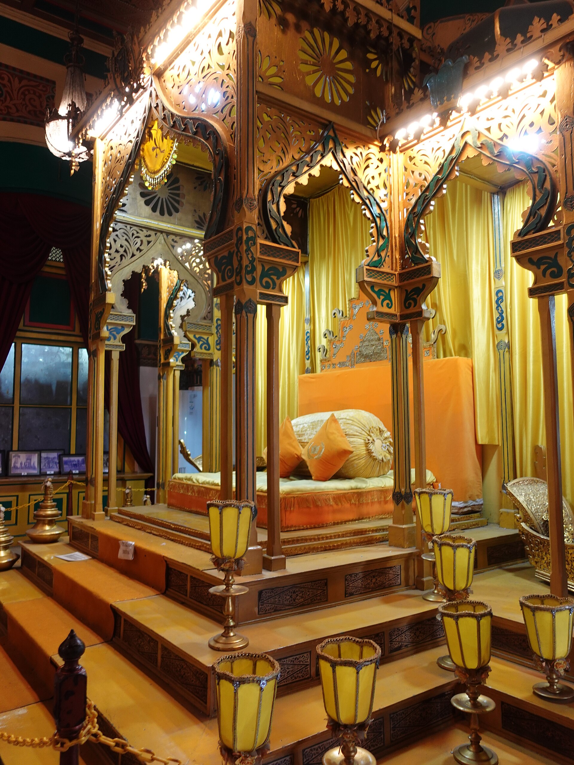 A view of the ornate throne and its surroundings