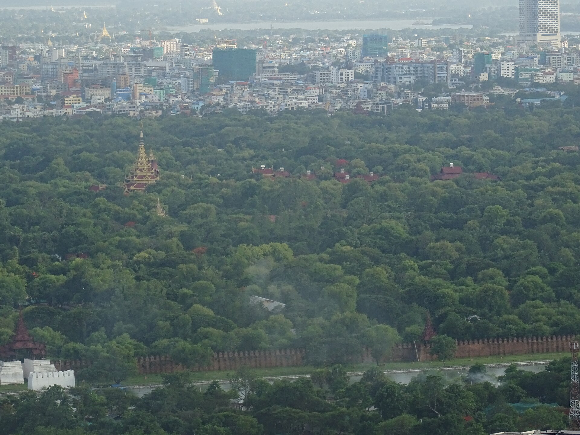 The royal city of Mandalay seen from Mandalay Hill