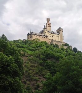 Marksburg Castle standing above the Rhine at Braubach