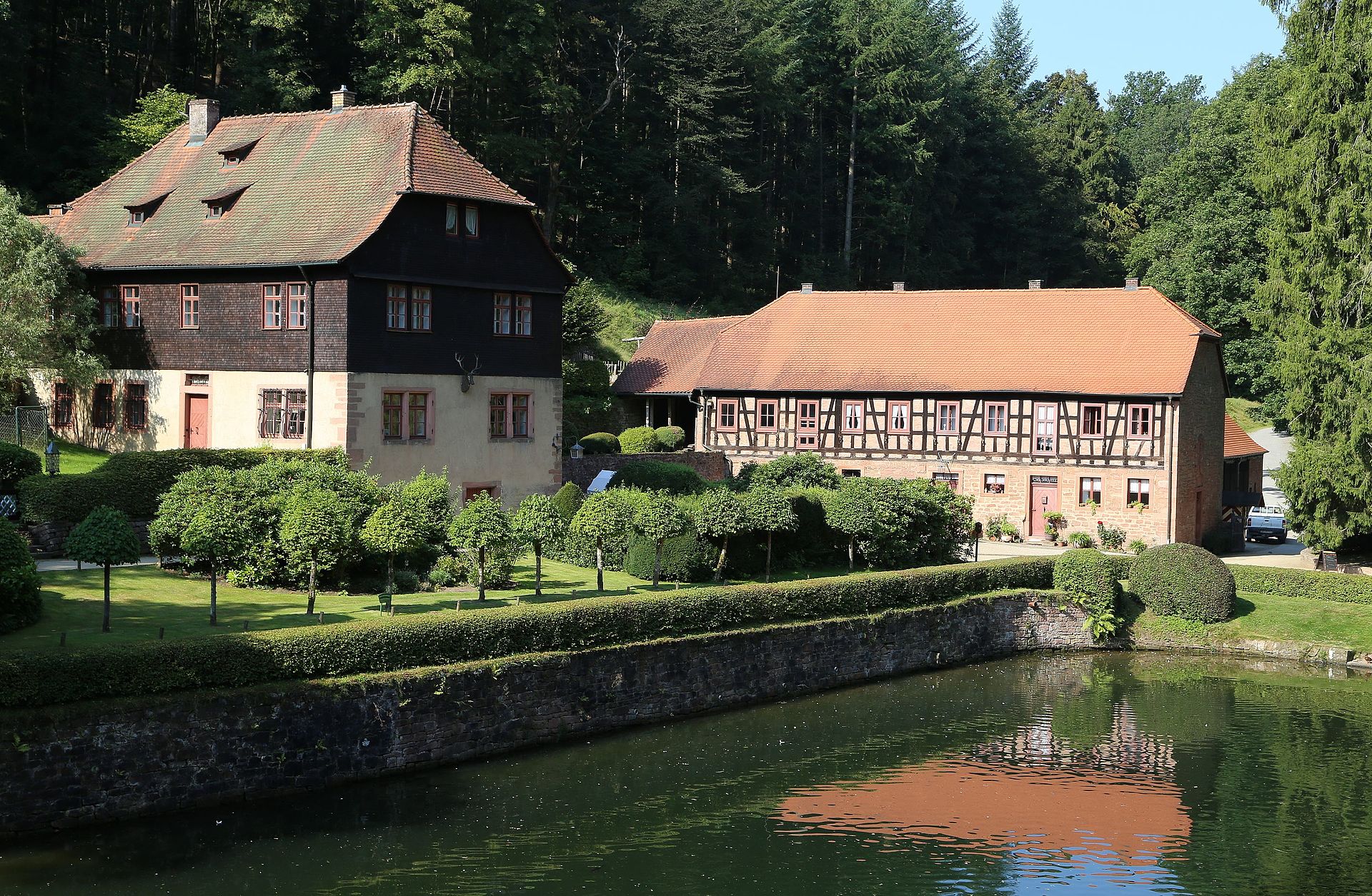 The castle and its outbuildings, familiar to millions from the cinema