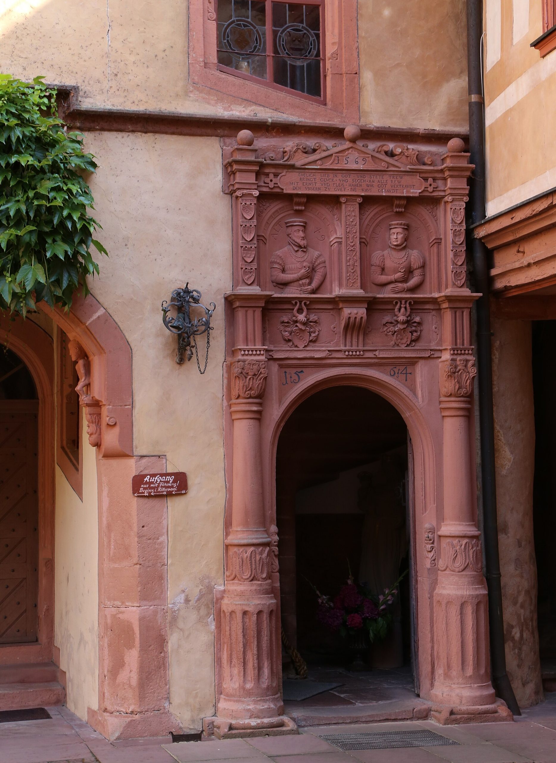 The finely worked Renaissance portal of the castle