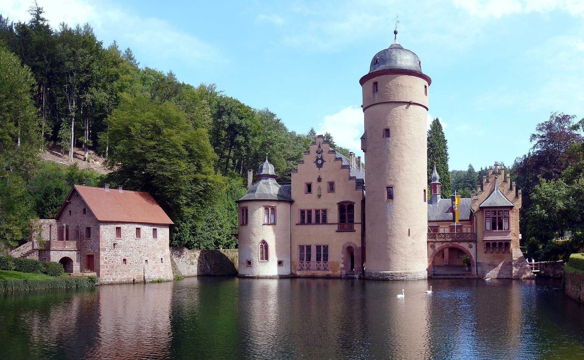 The castle mirrored in its pond, birthplace of a famous prince-bishop