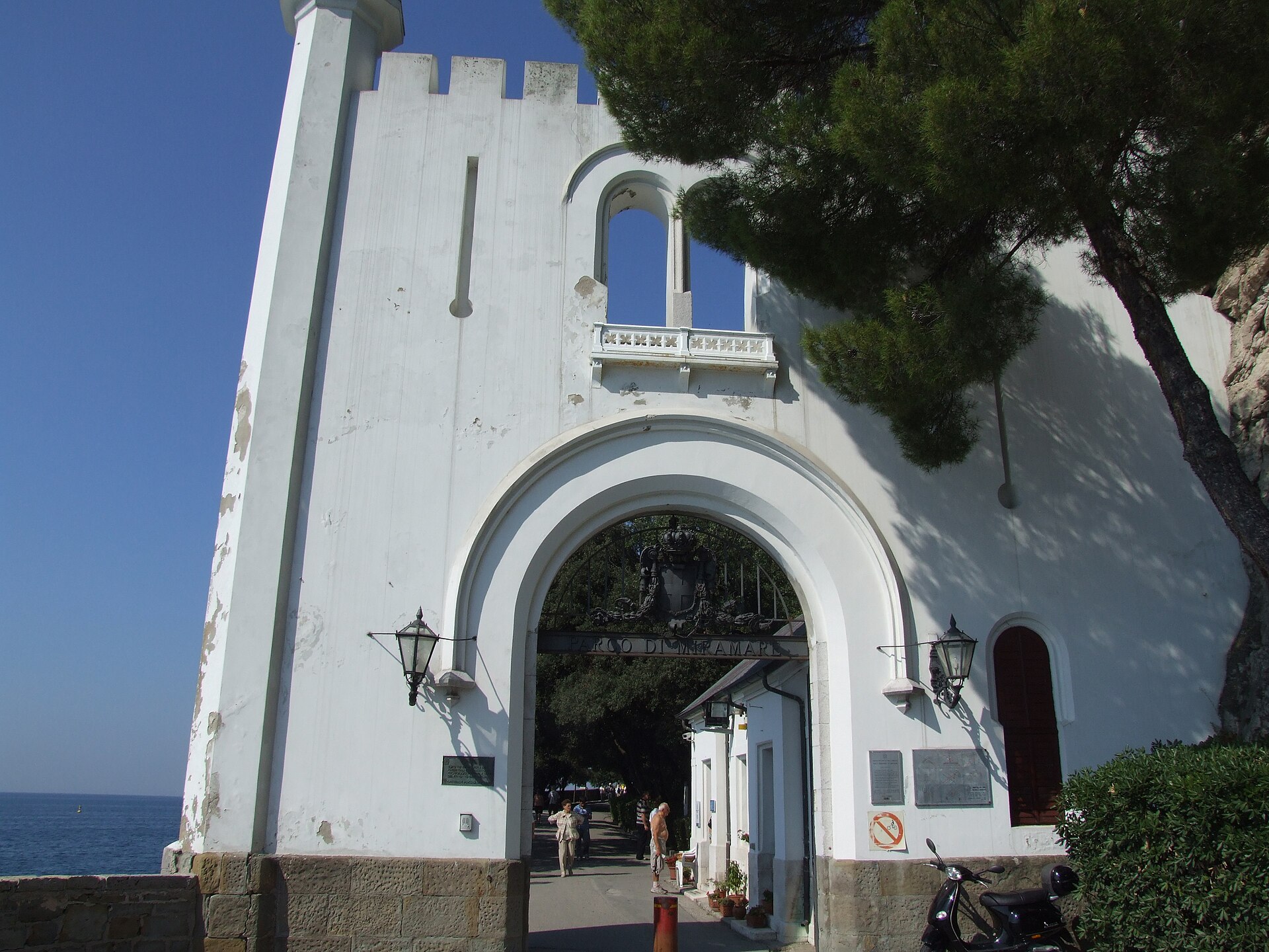 A side view of the white castle, home to the archduke and his young wife