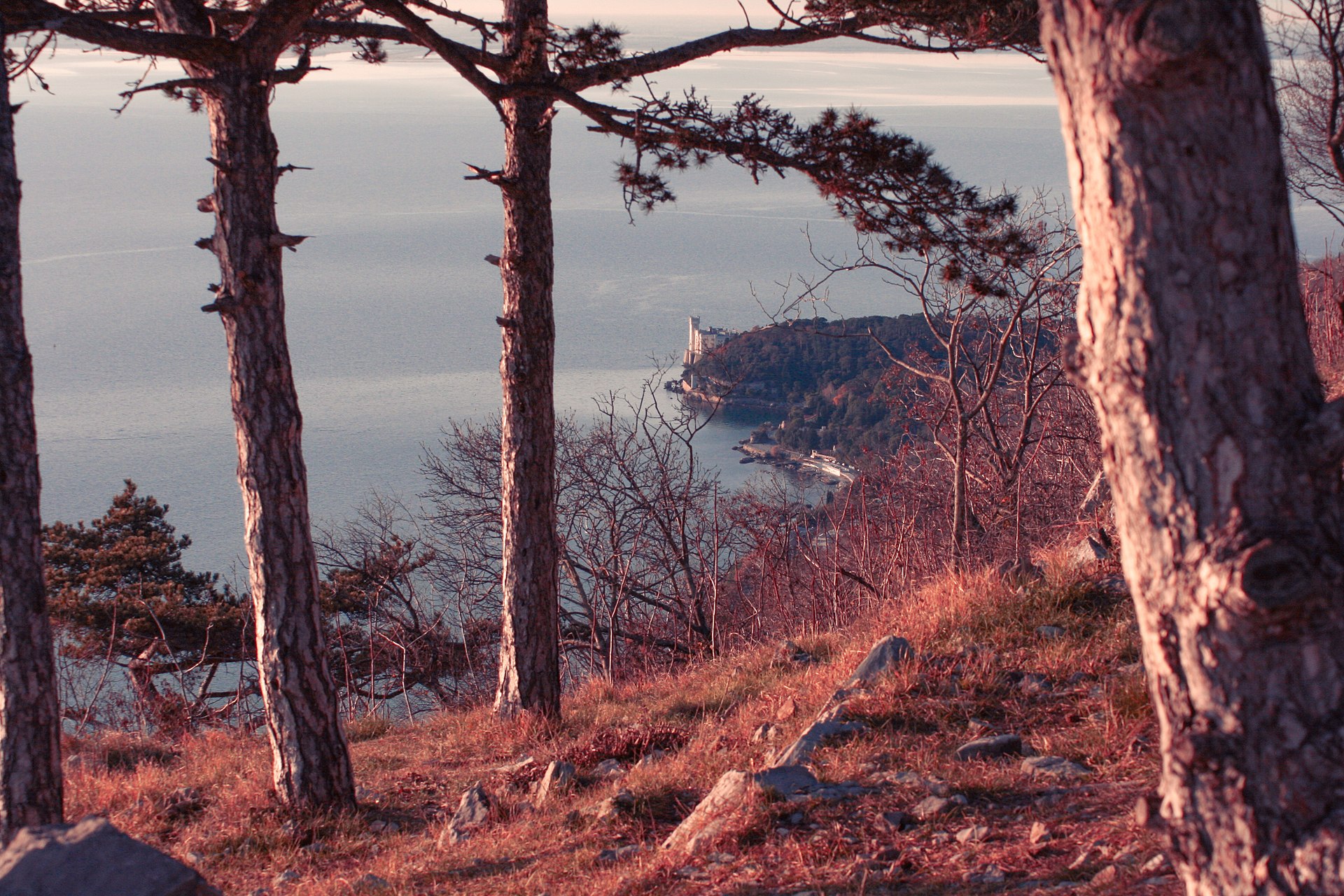 A wide view of the castle from which a prince sailed to his doom