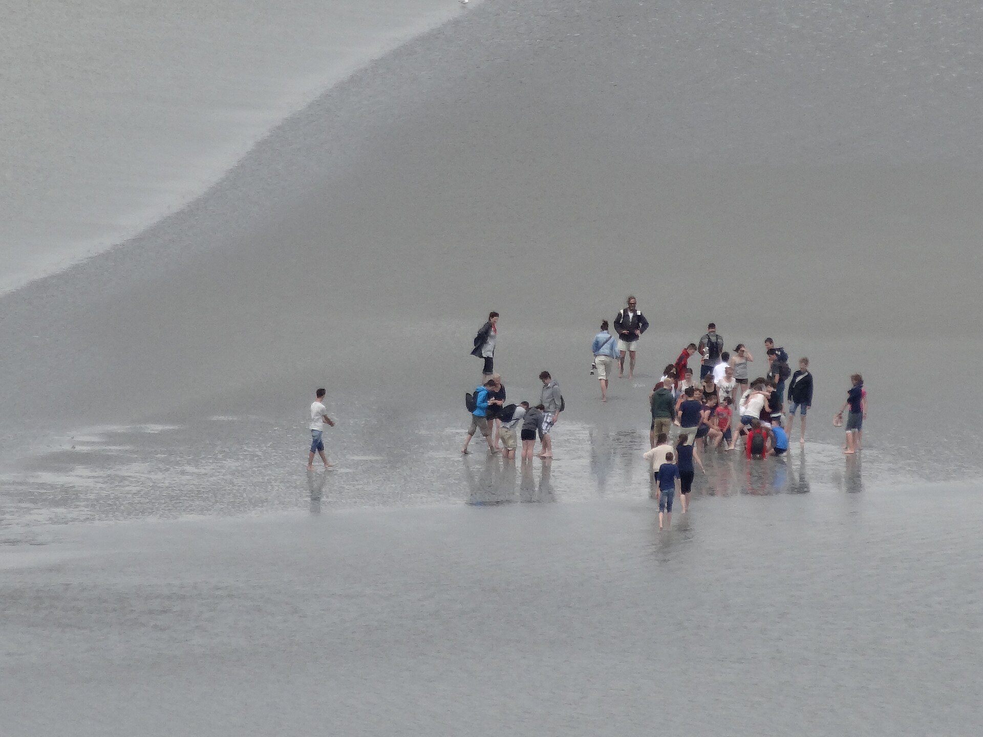 The vast sands of the bay revealed at low tide around the mount