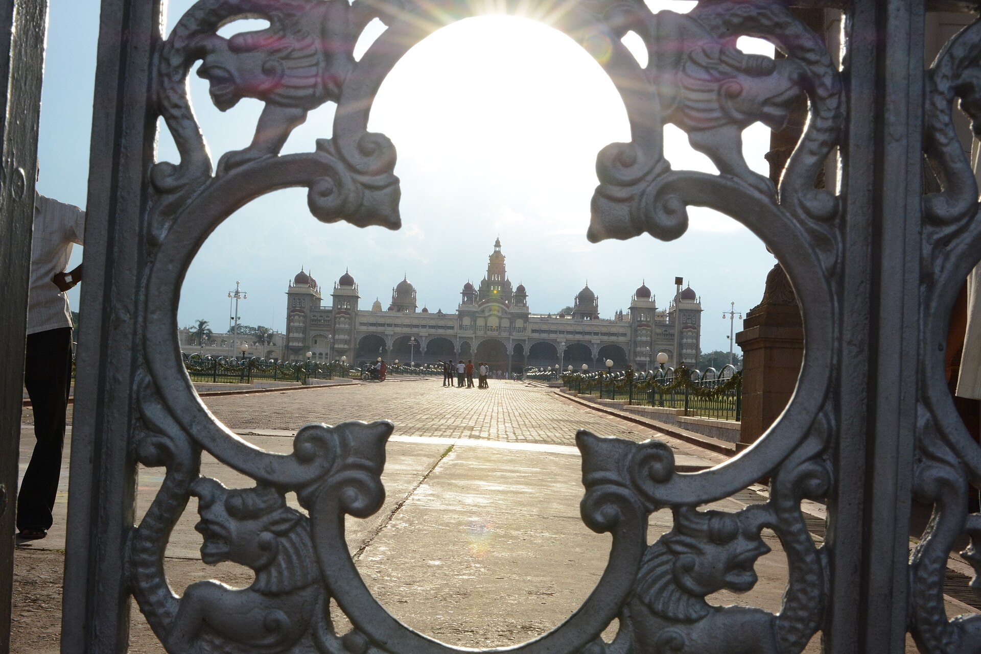 A facade of the palace crowned by its varied skyline of domes and towers.