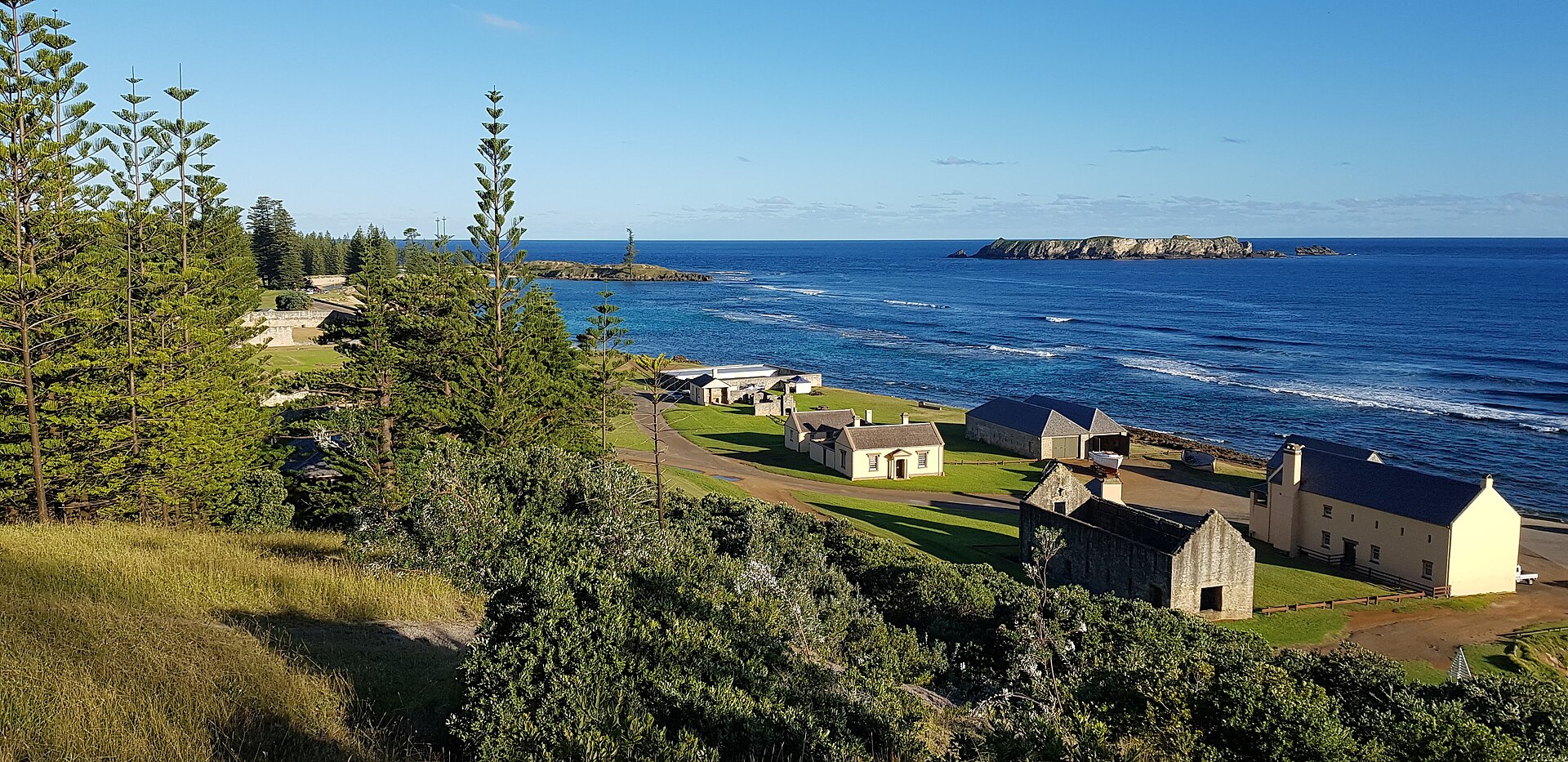 Kingston spreads across a beautiful shore on Norfolk Island