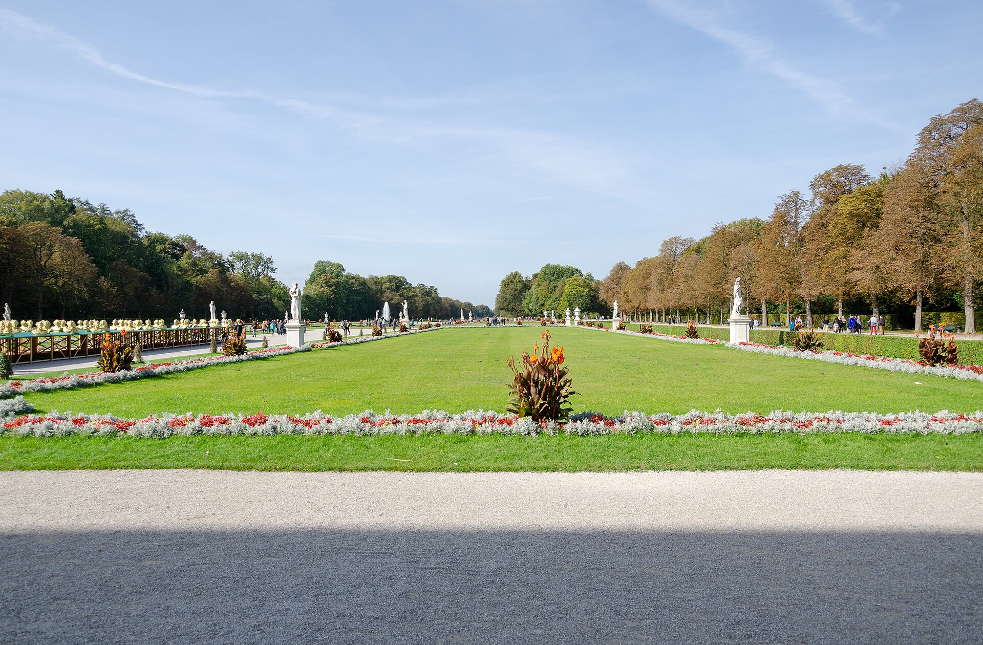 The gardens of Nymphenburg behind the palace