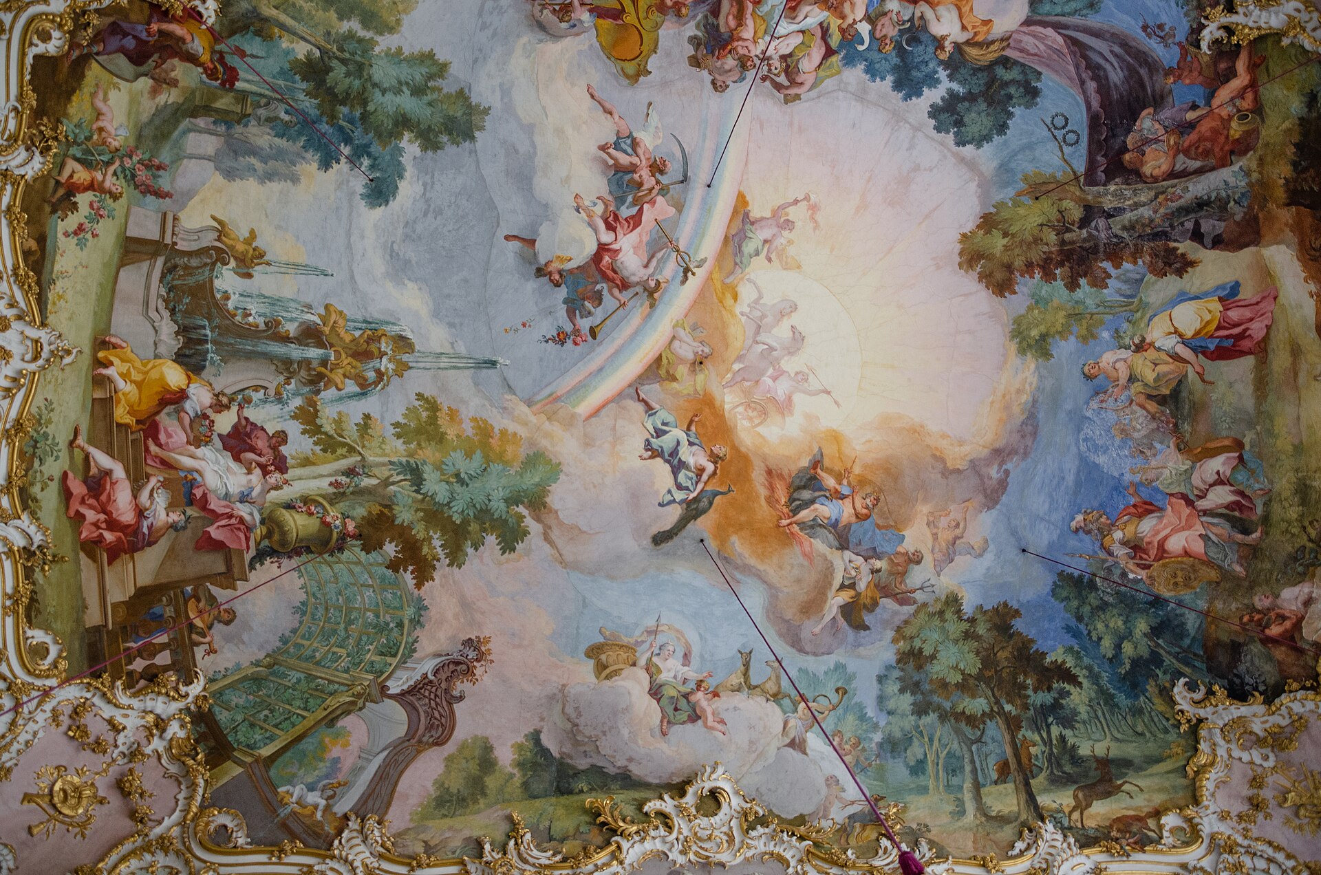 The Rococo ceiling fresco of the Stone Hall by Johann Baptist Zimmermann