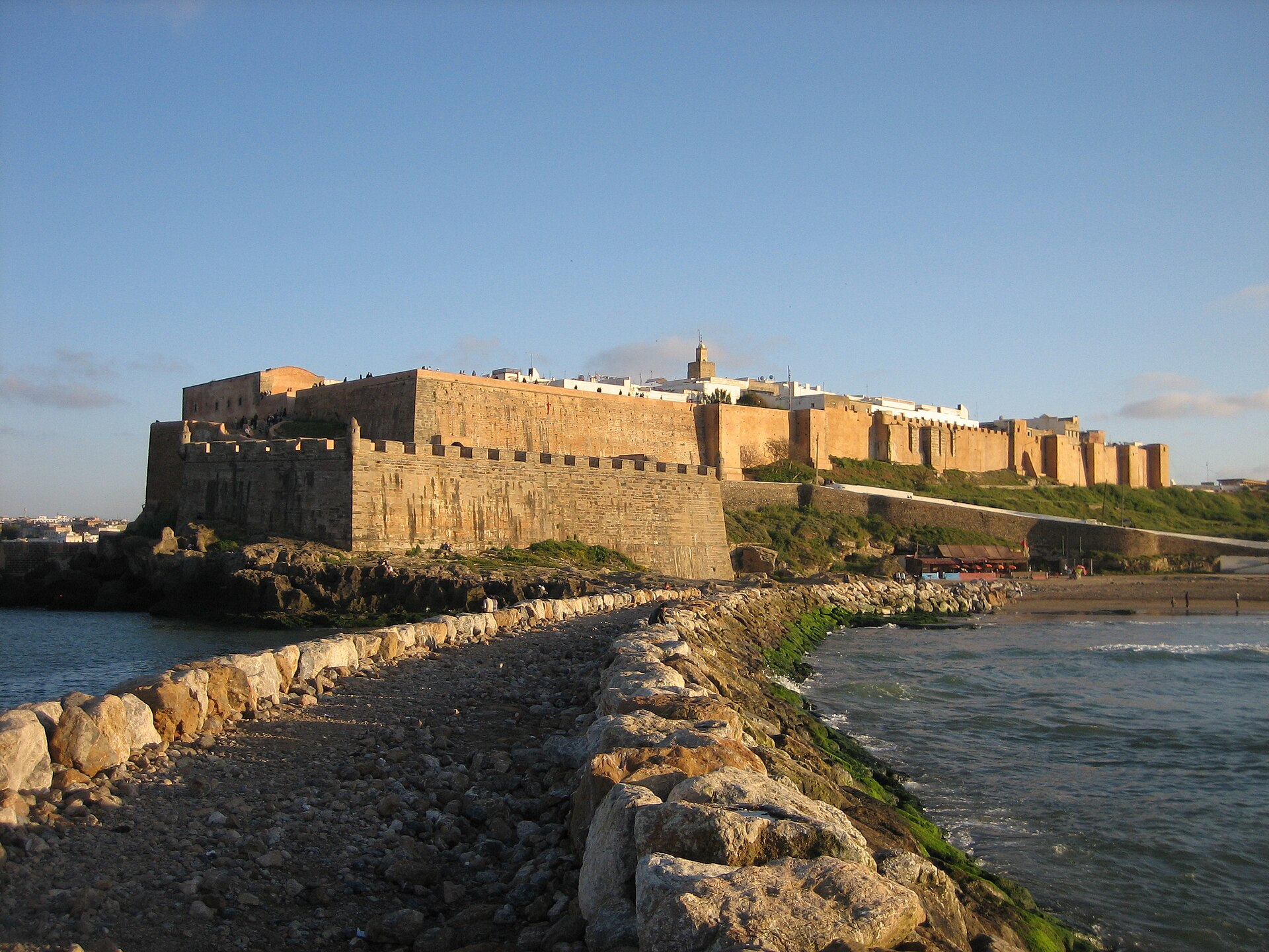 A view across the walled Kasbah of the Udayas in Rabat