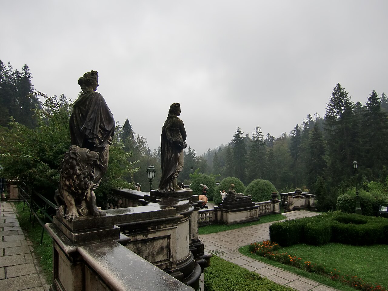 The terraced gardens below the castle.