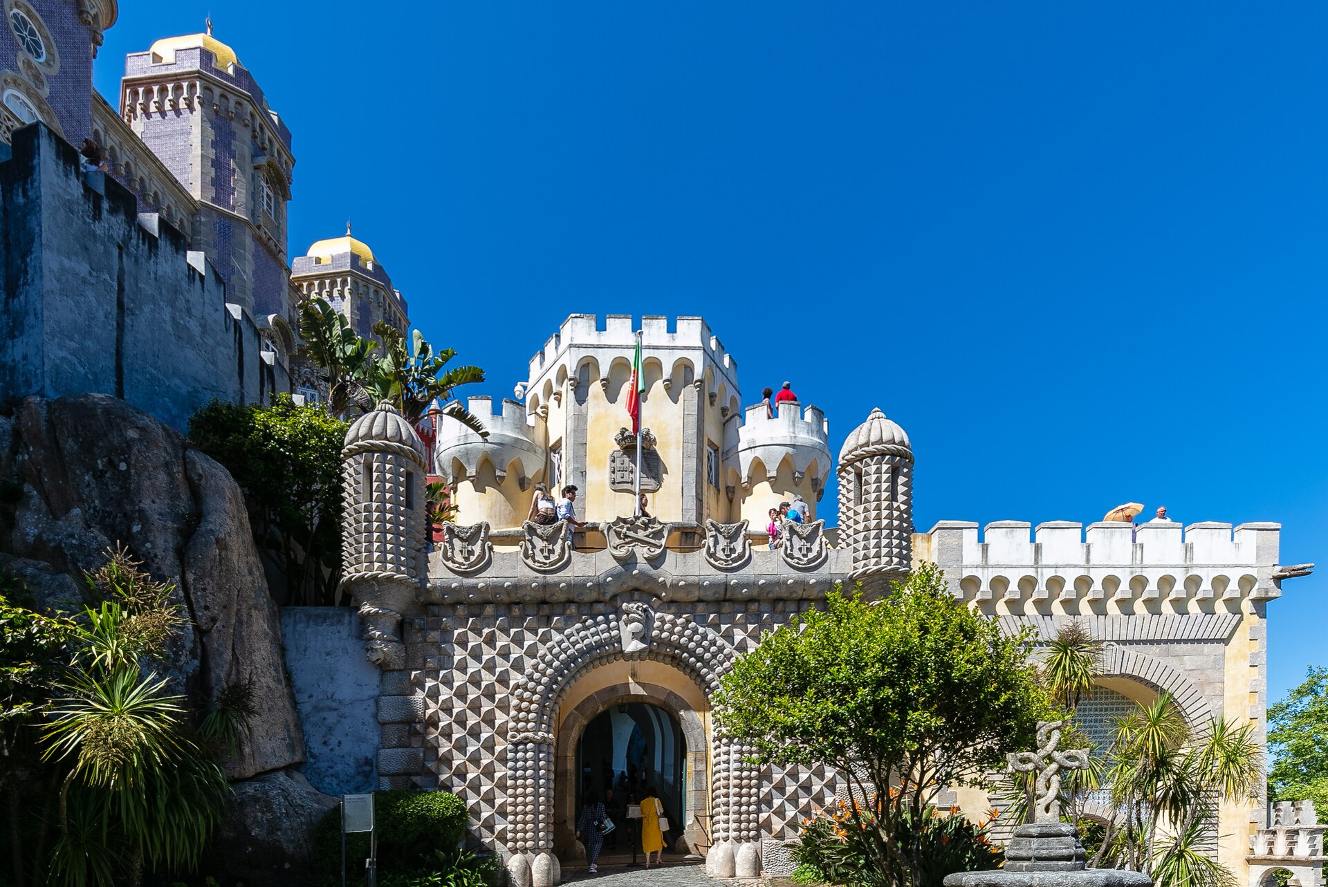 Pena mixes Gothic, Moorish, Manueline, and Renaissance styles into one whole.