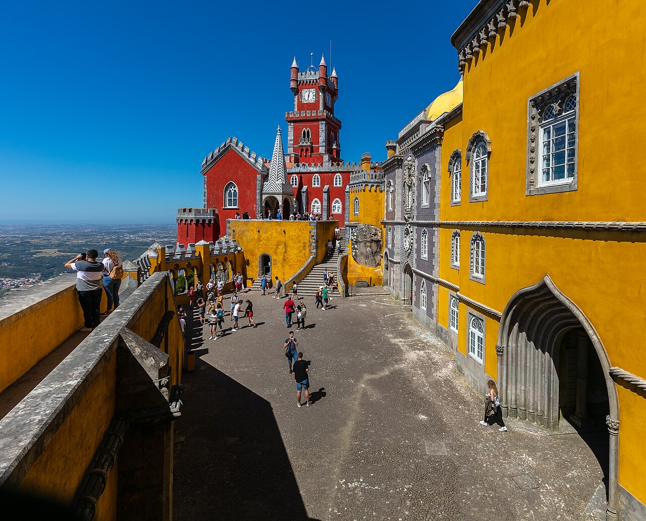 The yellow and red walls of Pena seen from the terraces.