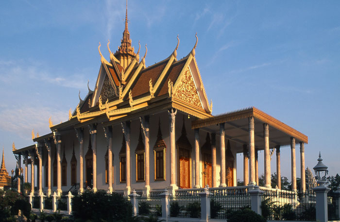 The gilded spires of the Silver Pagoda