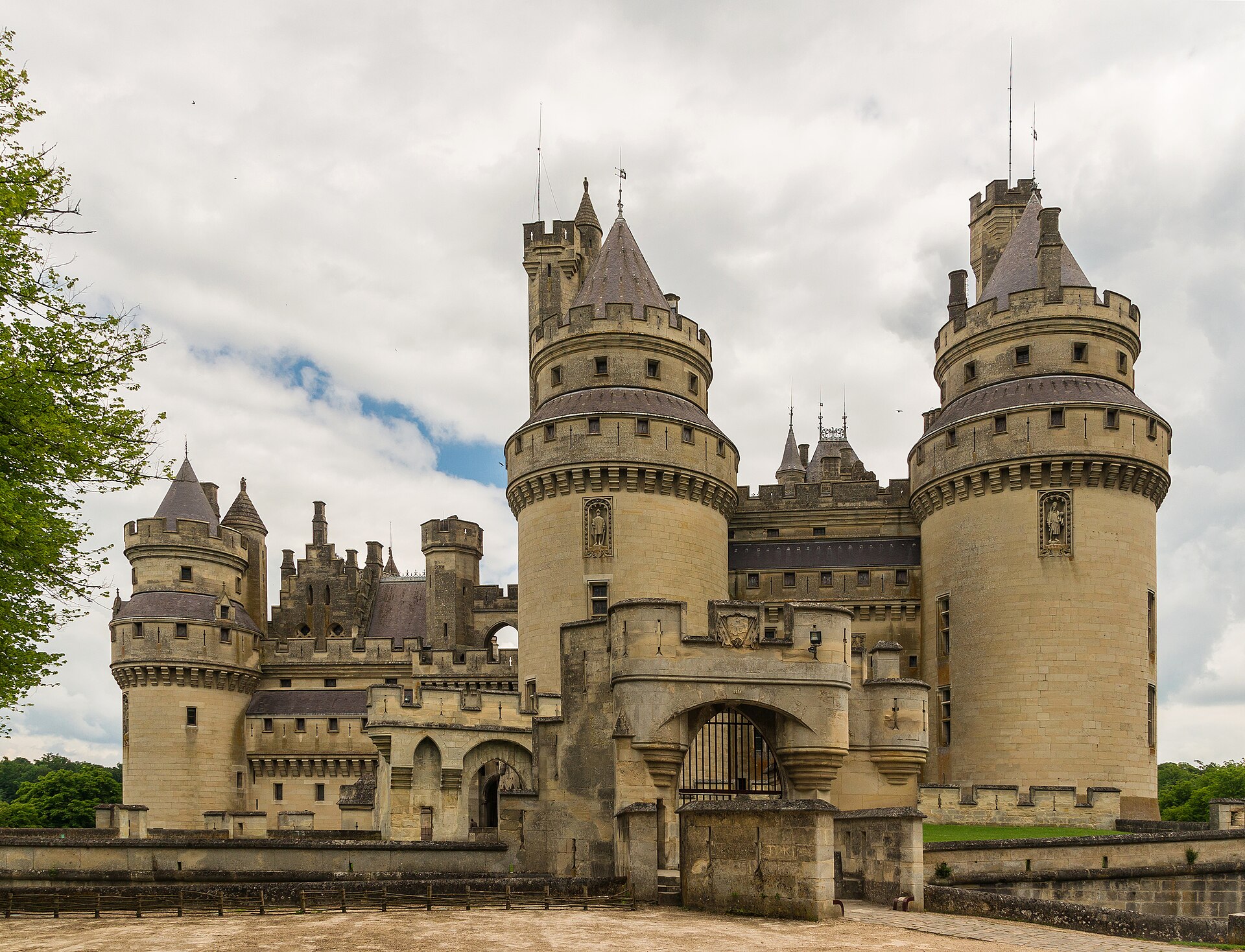 The great towers and walls of the medieval fortress of Pierrefonds