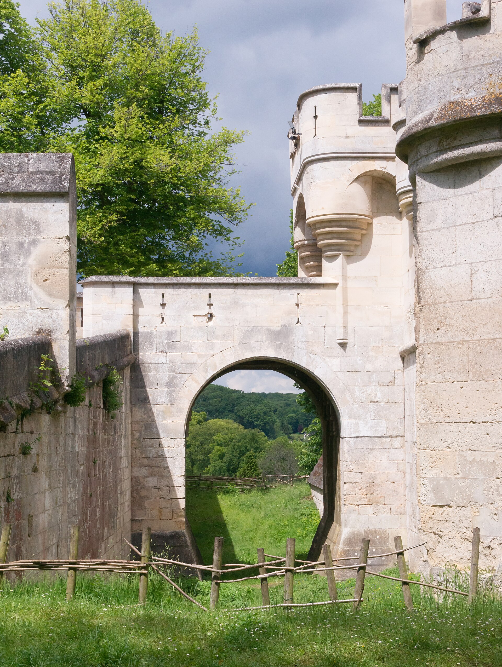 The moats and walls of the once-ruined fortress