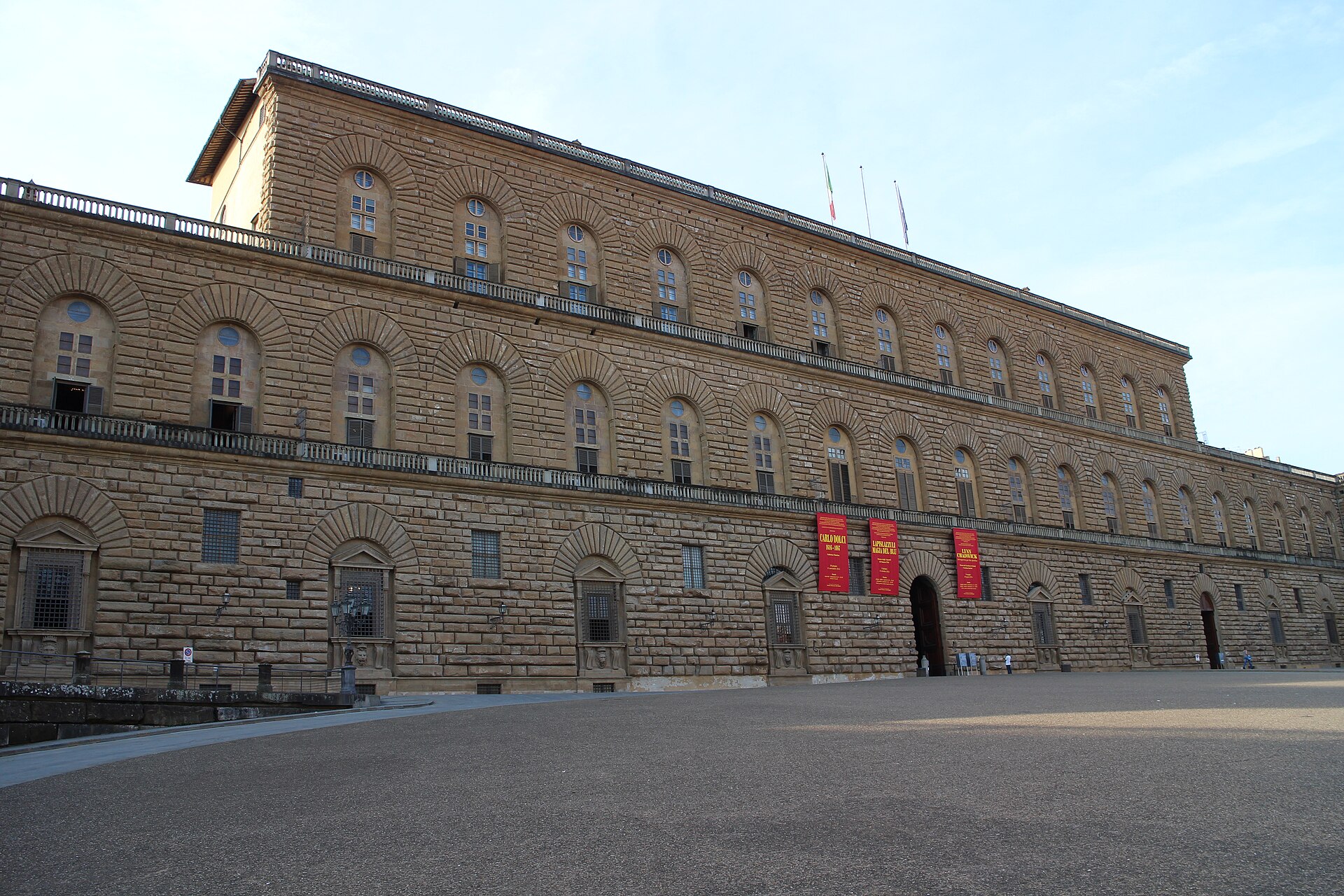 The vast rusticated facade of the Palazzo Pitti