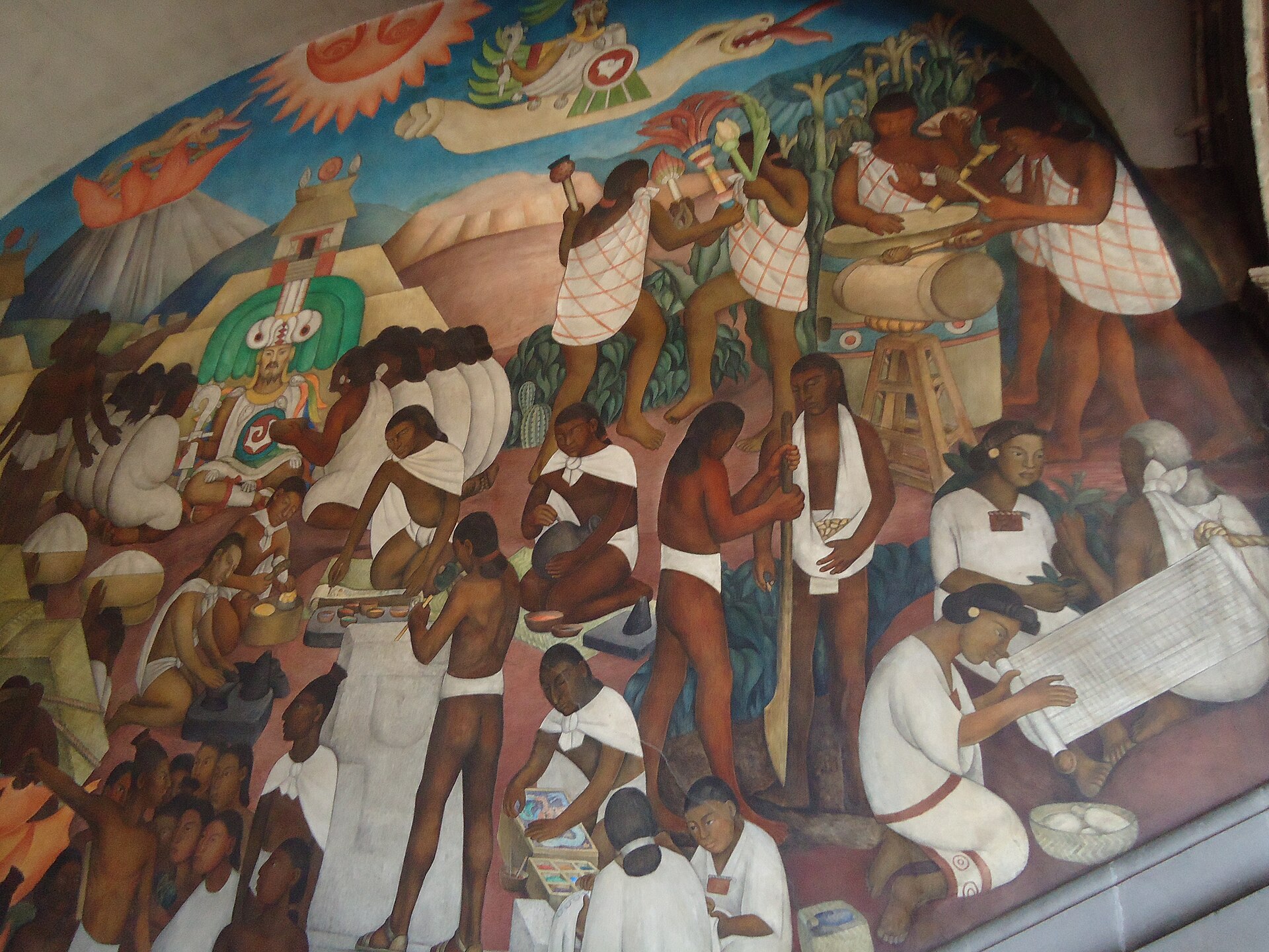 A detail of Rivera's murals of indigenous Mexico